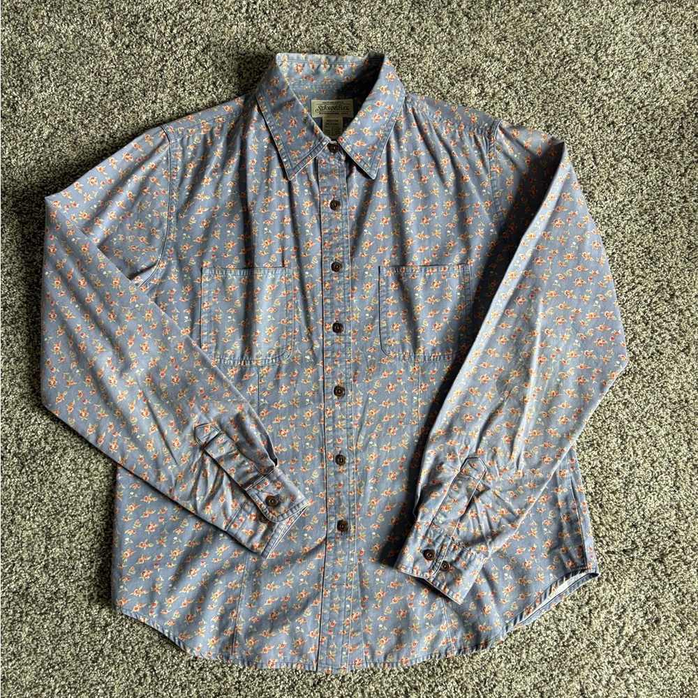 Womens Floral Button Down Long Sleeve
